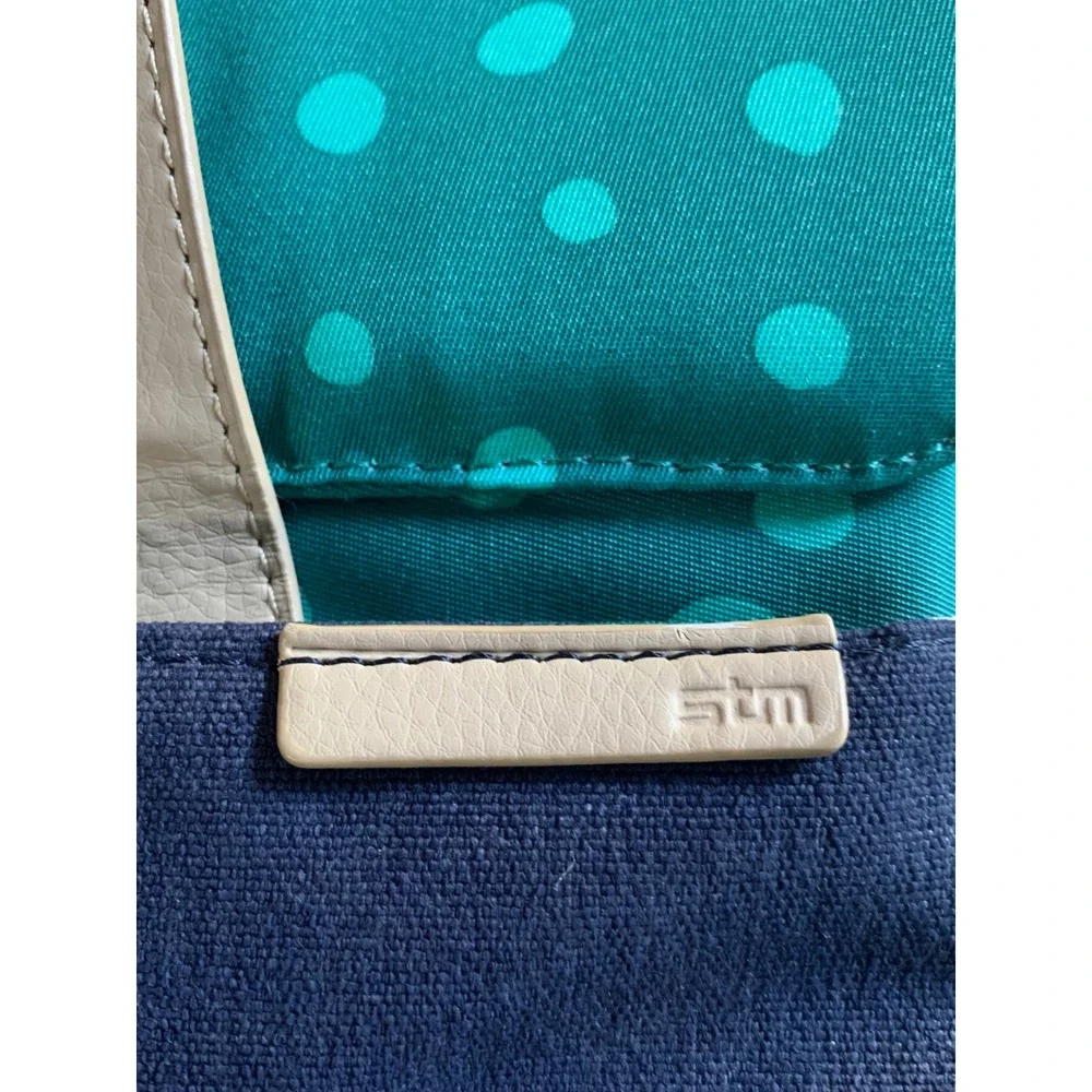 STM Laptop Tote Bag Navy Teal Polka Dot Techwear Indie Minimalist Y2K Retro 90s